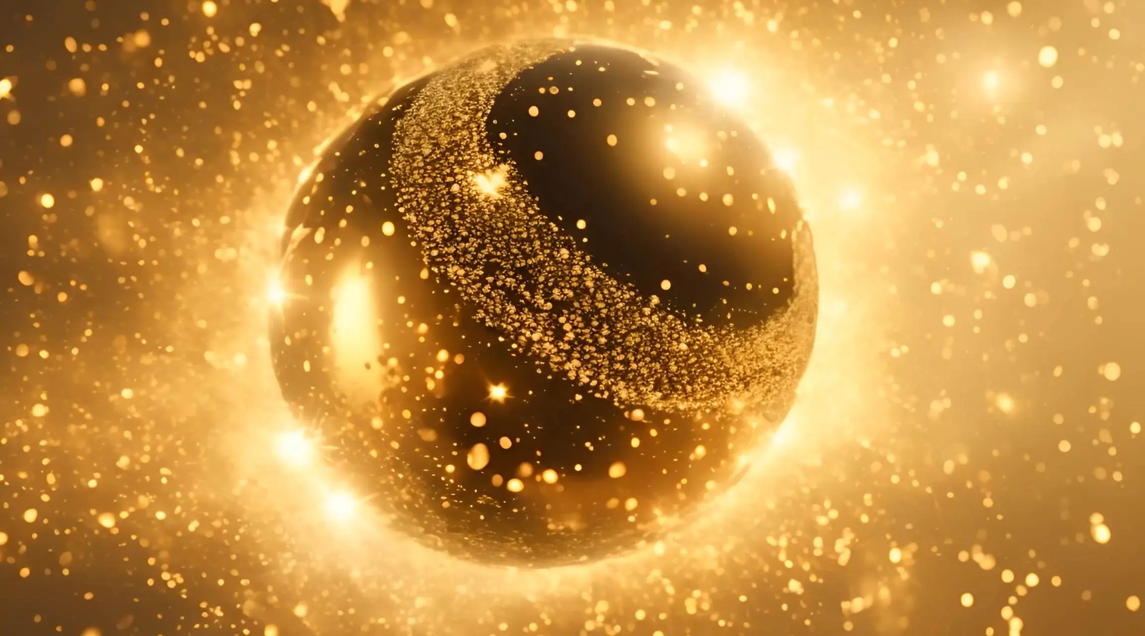 Golden Particle Orb Shimmering Stock Motion Video